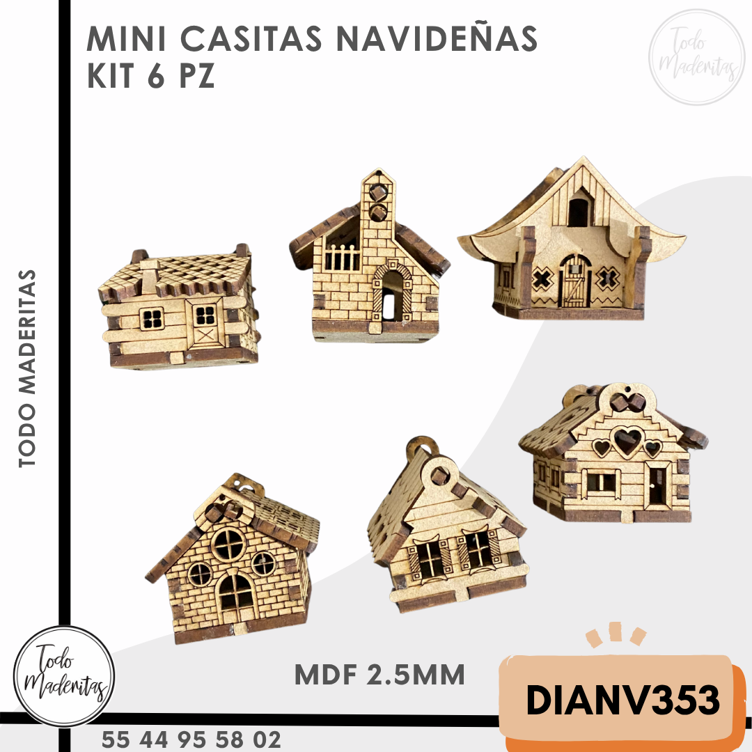 MINI CASITAS NAVIDEÑAS KIT 6PZ