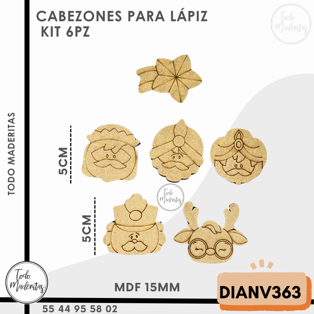 CABEZONES PARA LÁPIZ KIT 6PZ